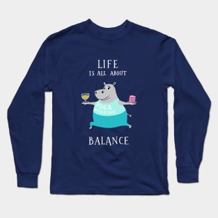 All About Balance - funny yoga hippo Long Sleeve T-Shirt